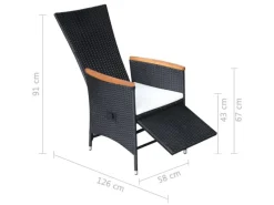Sonnenliegen|vidaXL Garten-Liegestühle 2 Stk. mit Auflagen Poly Rattan Schwarz