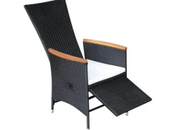 Sonnenliegen|vidaXL Garten-Liegestühle 2 Stk. mit Auflagen Poly Rattan Schwarz