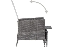 Sonnenliegen|vidaXL Garten-Liegestuhl mit Auflagen Poly Rattan Grau