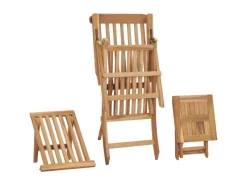 Sonnenliegen|vidaXL Garten-Liegestuhl mit Fußstütze und Tisch Massivholz Teak