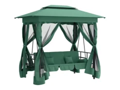 Hollywoodschaukeln|Gartenlauben|vidaXL Gartenpavillon mit Hollywoodschaukel Grün Stoff & Stahl 363327