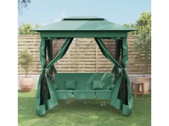 Hollywoodschaukeln|Gartenlauben|vidaXL Gartenpavillon mit Hollywoodschaukel Grün Stoff & Stahl 363327