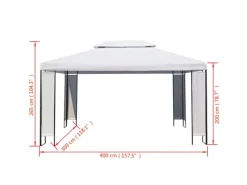 vidaXL Gartenpavillon Weiß 3x4 m Modell 1* New