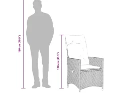 Gartenstühle|vidaXL Gartensessel mit Kissen 2 Stk. Stahl Verstellbar Braun Poly Rattan