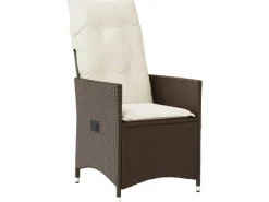 Gartenstühle|vidaXL Gartensessel mit Kissen 2 Stk. Stahl Verstellbar Braun Poly Rattan