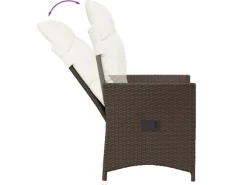 Gartenstühle|vidaXL Gartensessel mit Kissen 2 Stk. Stahl Verstellbar Braun Poly Rattan
