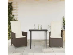 Gartenstühle|vidaXL Gartensessel mit Kissen 2 Stk. Stahl Verstellbar Braun Poly Rattan