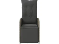 Gartenstühle|vidaXL Gartensessel Stahl Verstellbar mit Kissen Grau Poly Rattan