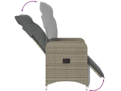 Gartenstühle|vidaXL Gartensessel Stahl Verstellbar mit Kissen Grau Poly Rattan