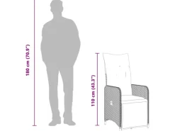 Gartenstühle|vidaXL Gartensessel Stahl Verstellbar mit Kissen Grau Poly Rattan