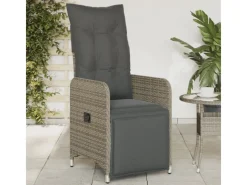 Gartenstühle|vidaXL Gartensessel Stahl Verstellbar mit Kissen Grau Poly Rattan