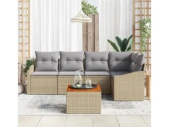 vidaXL Garten-Sofa-Set mit Kissen 6-Tlg Beige Poly Rattan 3347833* Discount