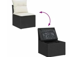Outdoor Whirlpools|vidaXL Garten-Sofa-Set mit Speicher 9-Tlg Schwarz Poly Rattan 3358294