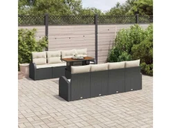 Outdoor Whirlpools|vidaXL Garten-Sofa-Set mit Speicher 9-Tlg Schwarz Poly Rattan 3358294