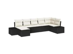 Outdoor Whirlpools|vidaXL Garten-Sofa-Set mit Kissen 7-Tlg Schwarz PE Rattan 3355816