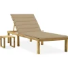 Auflagenboxen|vidaXL Garten-Sonnenliege mit Tisch und Auflage Kiefer Imprägniert Beige