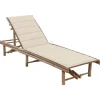 vidaXL Garten-Sonnenliege mit Auflage Bambus Cremeweiß* Discount