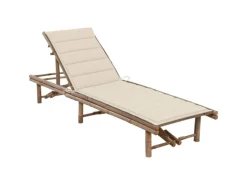 vidaXL Garten-Sonnenliege mit Auflage Bambus Cremeweiß* Discount