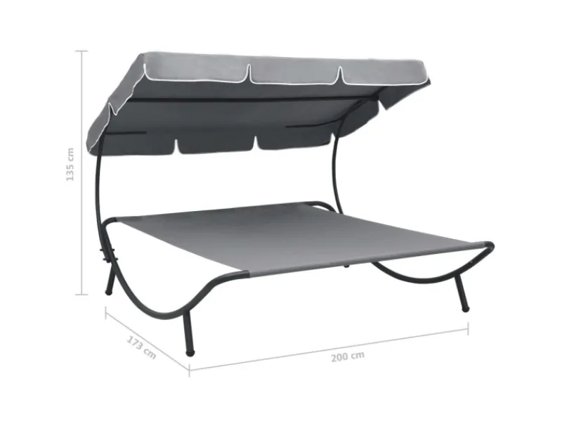 Sonnenliegen|vidaXL Garten-Sonnenliege mit Sonnendach 48073