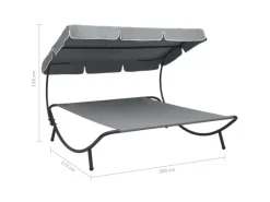 Sonnenliegen|vidaXL Garten-Sonnenliege mit Sonnendach 48073