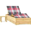 vidaXL Garten-Sonnenliege  198 x 90 x  30-75  cm mit Tisch und Auflage Kiefer Imprägniert* Best