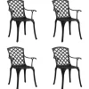 vidaXL Gartenstühle 4 Stk Aluminiumguss Schwarz 315573* Discount