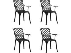 vidaXL Gartenstühle 4 Stk Aluminiumguss Schwarz 315573* Discount