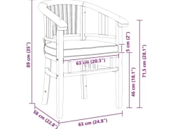 vidaXL Gartenstühle 2 Stk Braun 63 x 58 x 89 cm Teak-Massivholz 42008385* Clearance