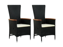 Gartenstühle|vidaXL Gartenstühle 2 Stk. mit Polstern Poly Rattan Schwarz