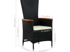 Gartenstühle|vidaXL Gartenstühle 2 Stk. mit Polstern Poly Rattan Schwarz