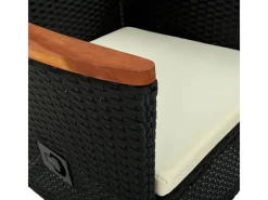 Gartenstühle|vidaXL Gartenstühle 2 Stk. mit Polstern Poly Rattan Schwarz