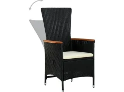 Gartenstühle|vidaXL Gartenstühle 2 Stk. mit Polstern Poly Rattan Schwarz