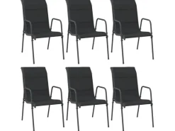 Gartenstühle|vidaXL Gartenstühle 6 Stk Stahl und Textilene Schwarz 316822