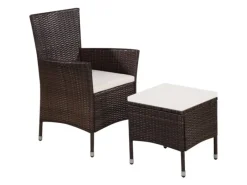 Gartenstühle|vidaXL Gartenstuhl und Hocker mit Polstern Poly Rattan Braun