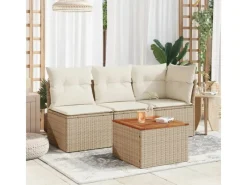 vidaXL Gartentisch 55x55x37 cm Poly Rattan und Akazienholz 366064*