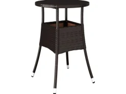 vidaXL Gartentisch Ø60x75 cm Hartglas und Poly Rattan 310599* Outlet