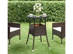vidaXL Gartentisch Ø60x75 cm Hartglas und Poly Rattan 310599* Outlet