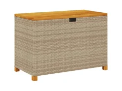 Auflagenboxen|vidaXL Gartentruhe Beige 110x55x63 cm Poly Rattan Akazienholz