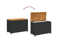 Universalboxen|Auflagenboxen|vidaXL Gartentruhe Schwarz 110x55x63 cm Poly Rattan Akazienholz