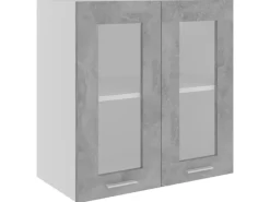 vidaXL Hängeglasschrank Betongrau 60x31x60 cm Holzwerkstoff* Clearance