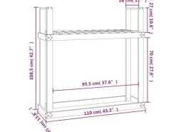 vidaXL Kaminholzregal Grau 110x35x108,5 cm Massivholz Kiefer*