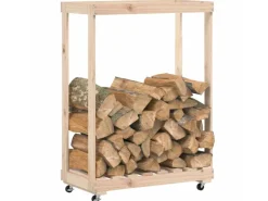vidaXL Kaminholzregal mit Rollen 76,5x40x108 cm Massivholz Kiefer* Clearance