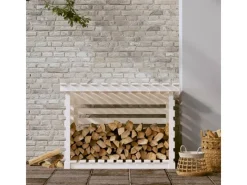 vidaXL Kaminholzregal Weiß 108x73x79 cm Massivholz Kiefer* Hot