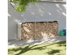 vidaXL Kaminholzunterstand Silbern 234x45x100 cm Verzinkter Stahl* Outlet