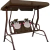 vidaXL Kinder-Hollywoodschaukel Braun 115x75x110 cm Stoff 662642* Online