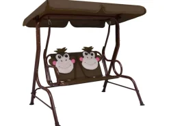 vidaXL Kinder-Hollywoodschaukel Braun 115x75x110 cm Stoff 662642* Online