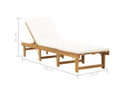 vidaXL Klappbare Sonnenliege mit Auflage Akazie Massivholz 200 x 61 x 30/55,5/70/86 cm* Online