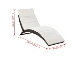 vidaXL Klappbare Sonnenliege mit Auflage Poly Rattan Braun* Discount