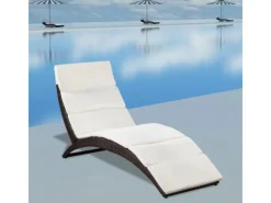 vidaXL Klappbare Sonnenliege mit Auflage Poly Rattan Braun* Discount