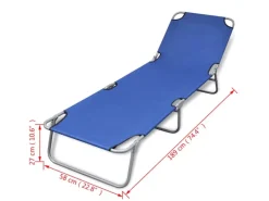 vidaXL Klappbare Sonnenliege Pulverbeschichteter Stahl Blau* Clearance